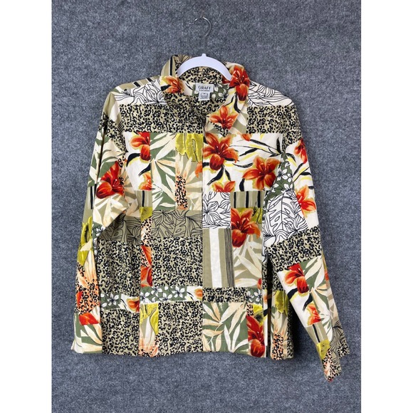 Graff by UM Company Jackets & Blazers - Graff Zip Front Jacket Womens Medium Multi Color Floral Leopard Cotton